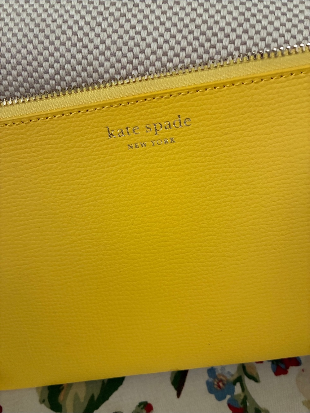 kate spade Cream Canvas Tote with Yellow Trim and Wristlet - Picture 3 of 11